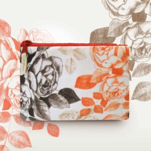 Kosmetyczka "Vintage rose" grafitowy tył, czerwony zamek